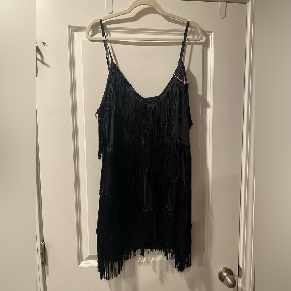 Amazon Black Fringe Mini Dress